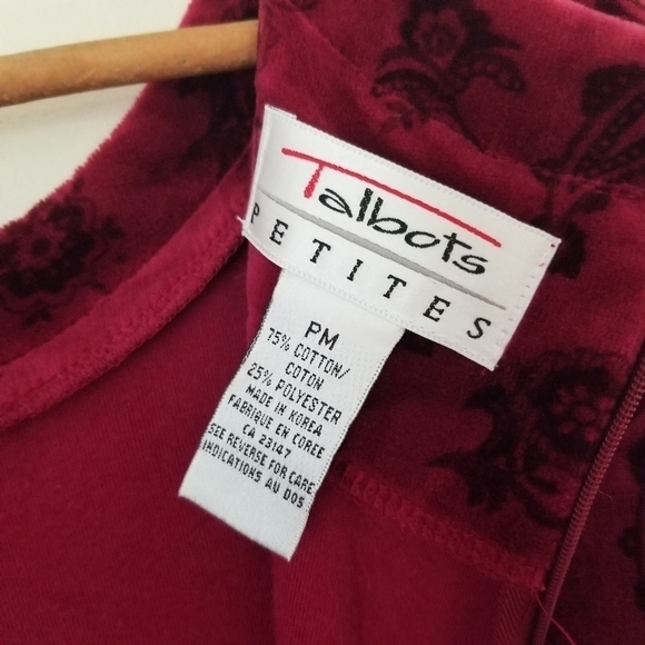 Vintage Talbots Petite Velvet Floral Midi Long Sleeve Dress Size PM - Picture 8 of 10